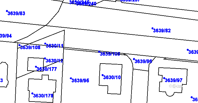 Parcela st. 3639/105 v KÚ Louny, Katastrální mapa
