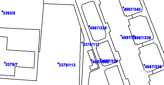 Parcela st. 3376/112 v KÚ Louny, Katastrální mapa