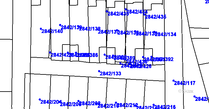 Parcela st. 2842/388 v KÚ Louny, Katastrální mapa