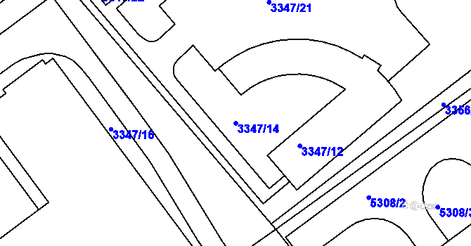 Parcela st. 3347/14 v KÚ Louny, Katastrální mapa