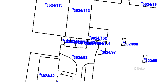 Parcela st. 3024/154 v KÚ Louny, Katastrální mapa