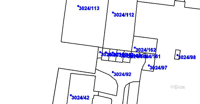 Parcela st. 3024/151 v KÚ Louny, Katastrální mapa