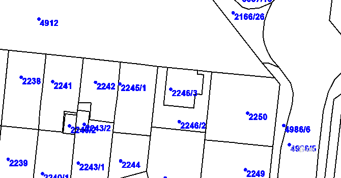 Parcela st. 2246/3 v KÚ Louny, Katastrální mapa