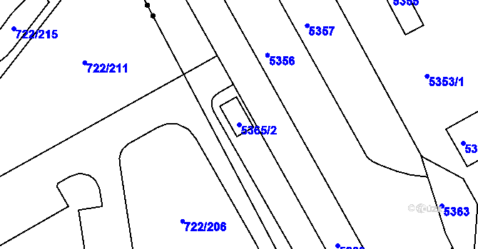 Parcela st. 5365/2 v KÚ Louny, Katastrální mapa