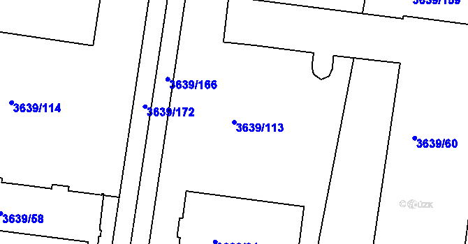 Parcela st. 3639/113 v KÚ Louny, Katastrální mapa