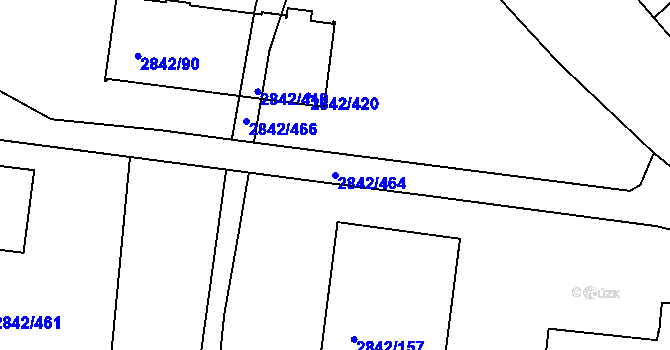Parcela st. 2842/464 v KÚ Louny, Katastrální mapa