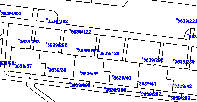 Parcela st. 3639/129 v KÚ Louny, Katastrální mapa