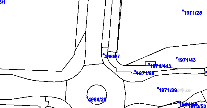 Parcela st. 4986/7 v KÚ Louny, Katastrální mapa