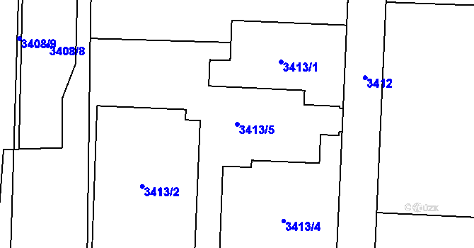 Parcela st. 3413/5 v KÚ Louny, Katastrální mapa