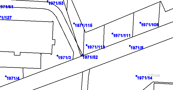 Parcela st. 1971/112 v KÚ Louny, Katastrální mapa