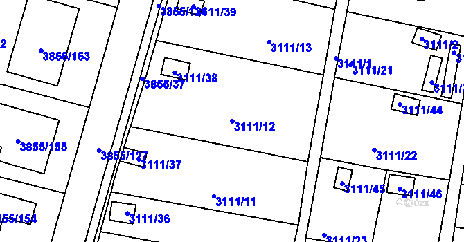 Parcela st. 3111/12 v KÚ Louny, Katastrální mapa