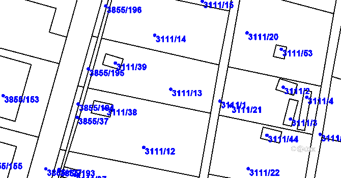 Parcela st. 3111/13 v KÚ Louny, Katastrální mapa