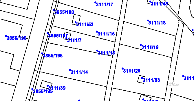 Parcela st. 3111/15 v KÚ Louny, Katastrální mapa