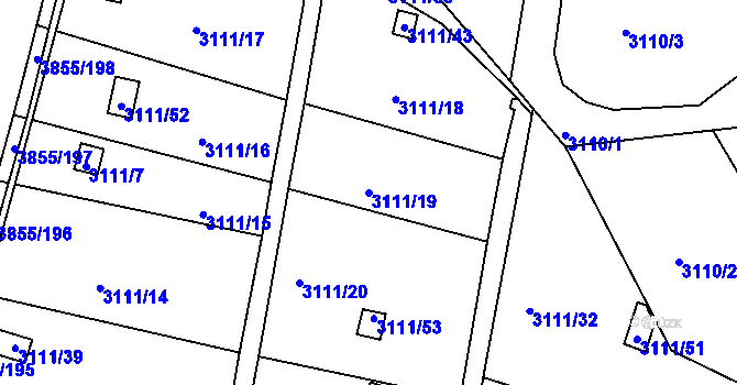 Parcela st. 3111/19 v KÚ Louny, Katastrální mapa