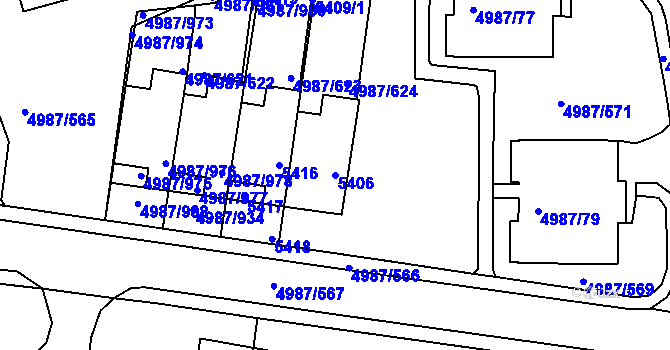 Parcela st. 5406 v KÚ Louny, Katastrální mapa
