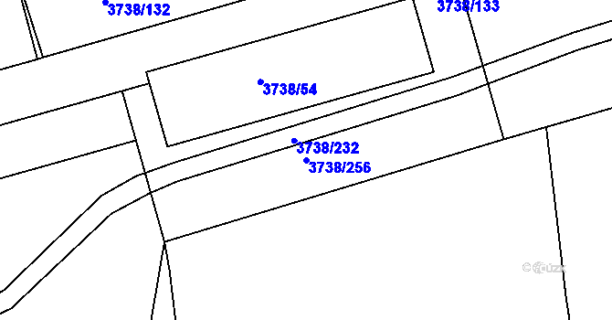 Parcela st. 3738/256 v KÚ Louny, Katastrální mapa