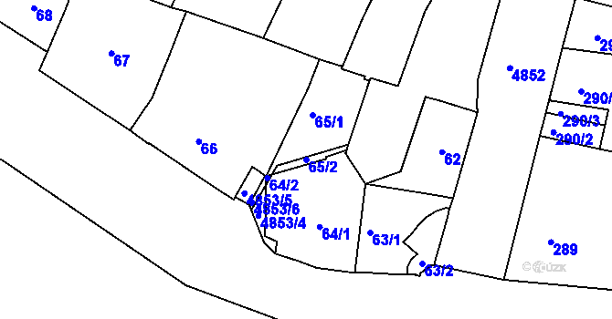 Parcela st. 65/2 v KÚ Louny, Katastrální mapa