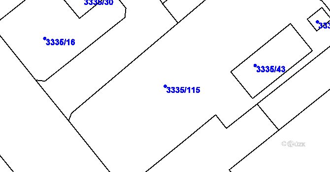 Parcela st. 3335/115 v KÚ Louny, Katastrální mapa