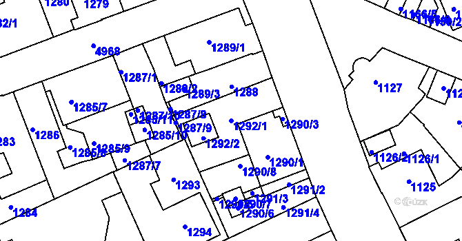 Parcela st. 1292/1 v KÚ Louny, Katastrální mapa