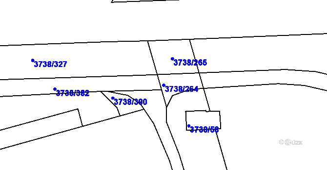 Parcela st. 3738/264 v KÚ Louny, Katastrální mapa