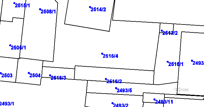 Parcela st. 2516/4 v KÚ Louny, Katastrální mapa