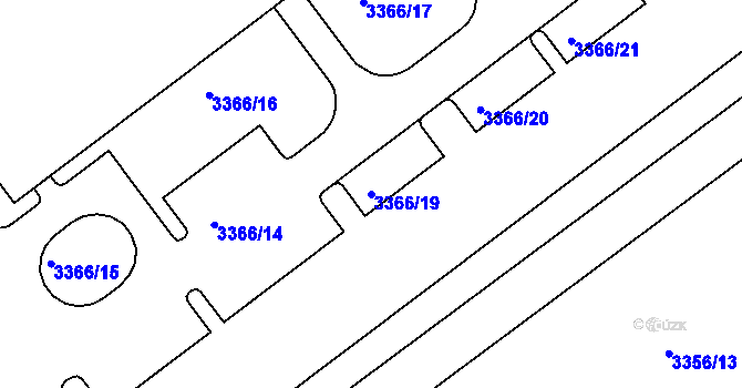 Parcela st. 3366/19 v KÚ Louny, Katastrální mapa