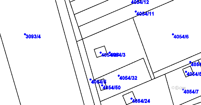 Parcela st. 4054/47 v KÚ Louny, Katastrální mapa
