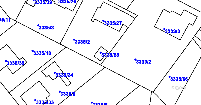 Parcela st. 3335/68 v KÚ Louny, Katastrální mapa