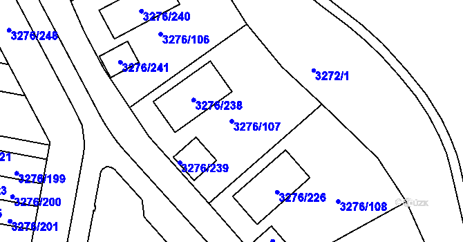 Parcela st. 3276/107 v KÚ Louny, Katastrální mapa