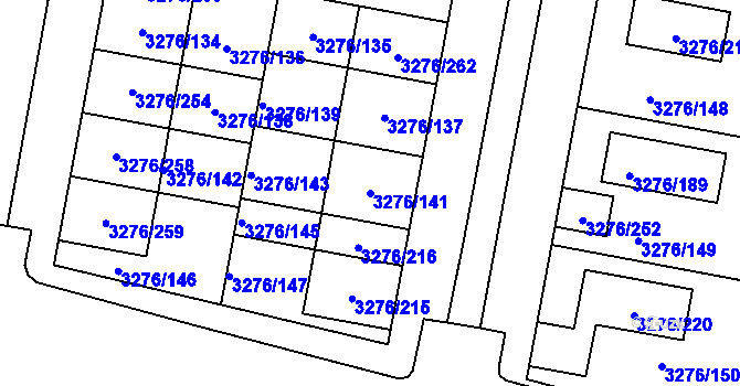 Parcela st. 3276/141 v KÚ Louny, Katastrální mapa