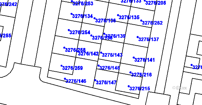 Parcela st. 3276/143 v KÚ Louny, Katastrální mapa