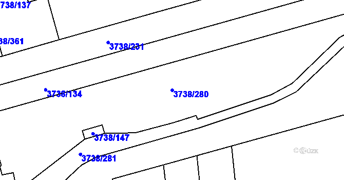 Parcela st. 3738/280 v KÚ Louny, Katastrální mapa