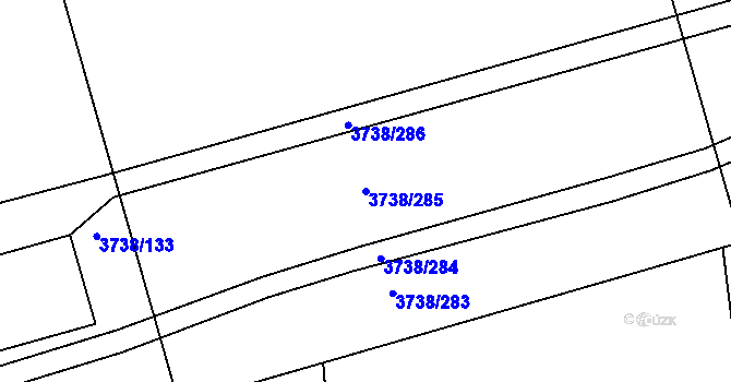 Parcela st. 3738/285 v KÚ Louny, Katastrální mapa