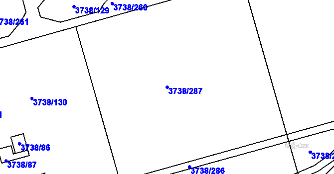 Parcela st. 3738/287 v KÚ Louny, Katastrální mapa