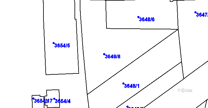 Parcela st. 3648/8 v KÚ Louny, Katastrální mapa