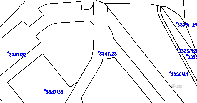 Parcela st. 3347/23 v KÚ Louny, Katastrální mapa