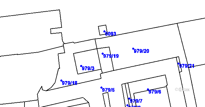 Parcela st. 979/19 v KÚ Louny, Katastrální mapa