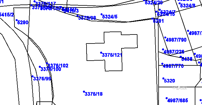 Parcela st. 3376/121 v KÚ Louny, Katastrální mapa