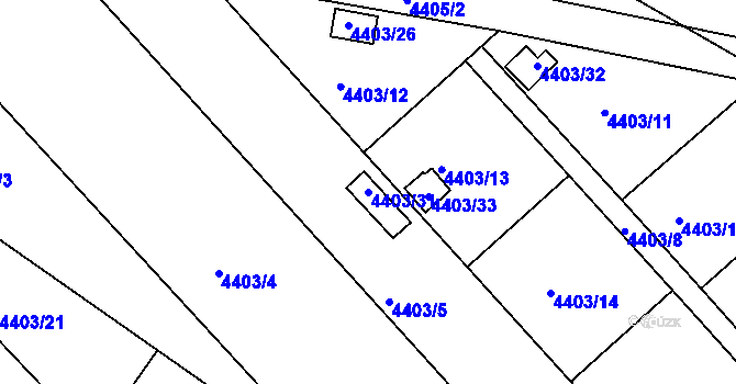 Parcela st. 4403/31 v KÚ Louny, Katastrální mapa
