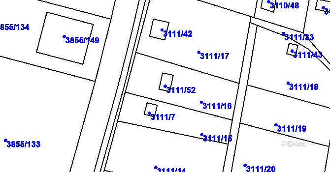 Parcela st. 3111/52 v KÚ Louny, Katastrální mapa