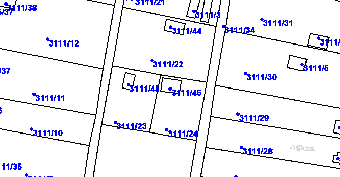 Parcela st. 3111/46 v KÚ Louny, Katastrální mapa
