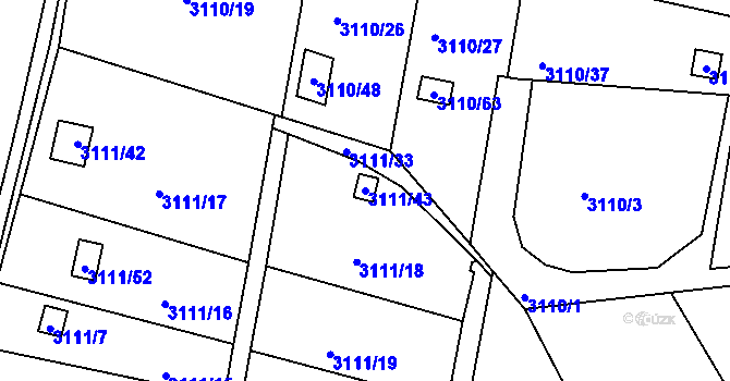 Parcela st. 3111/43 v KÚ Louny, Katastrální mapa