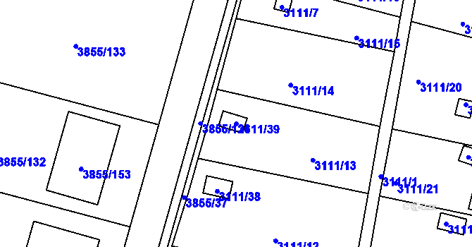 Parcela st. 3111/39 v KÚ Louny, Katastrální mapa