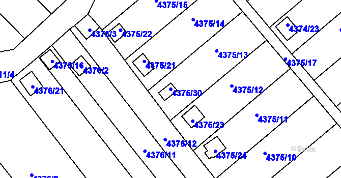 Parcela st. 4375/30 v KÚ Louny, Katastrální mapa