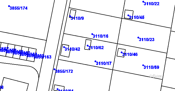 Parcela st. 3110/62 v KÚ Louny, Katastrální mapa