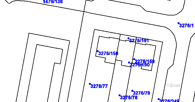 Parcela st. 3276/158 v KÚ Louny, Katastrální mapa