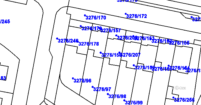 Parcela st. 3276/156 v KÚ Louny, Katastrální mapa