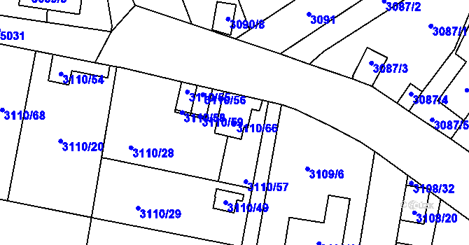 Parcela st. 3110/66 v KÚ Louny, Katastrální mapa