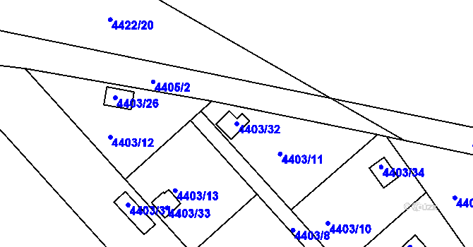 Parcela st. 4403/32 v KÚ Louny, Katastrální mapa