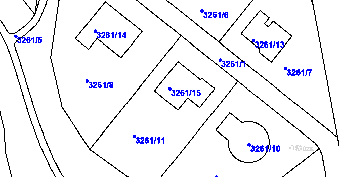 Parcela st. 3261/15 v KÚ Louny, Katastrální mapa